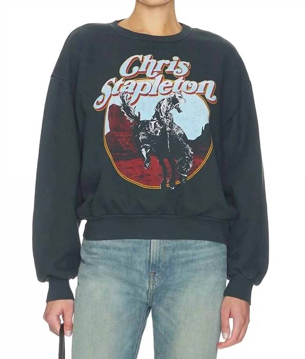 NEW DAYDREAMER women's chris stapleton horse oversized crew sweatshirt in vintag